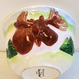 Harry & David VTG Ceramic 3 D Moose Ceramic Bowl Holiday Lodge Decor Chip Flaws